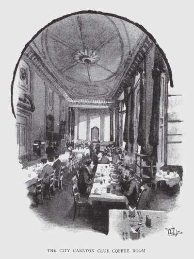 The City Carlton Club Coffee Room (litho) af William Luker