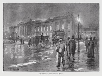 Det generelle postkontor, nat (litho) af William Luker