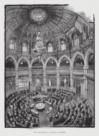 The Guildhall, Council Chamber (litho) af William Luker