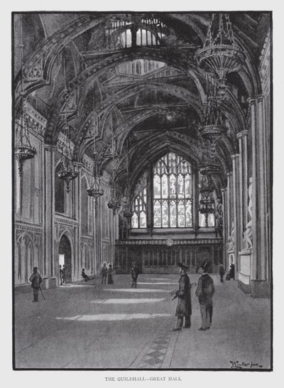 The Guildhall, Great Hall (litho) af William Luker