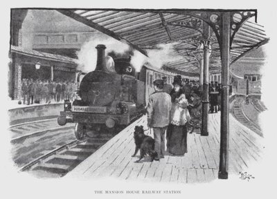 The Mansion House Railway Station (litho) af William Luker
