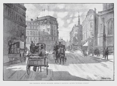 The Mansion House Station, District Railway, Queen Victoria Street (litho) af William Luker