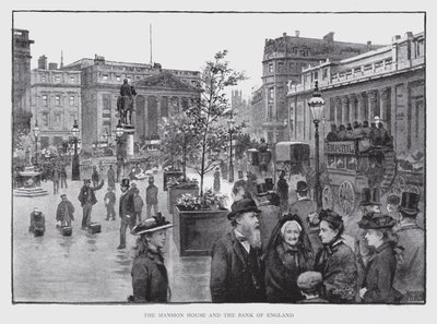 The Mansion House og Bank of England (litho) af William Luker