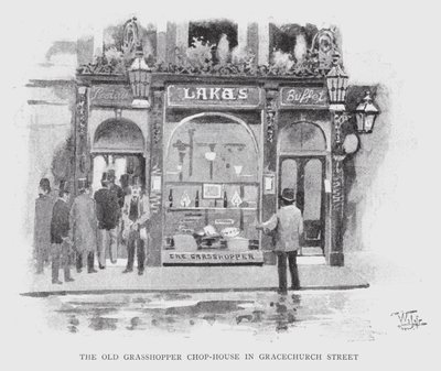 The Old Grasshopper Chop-House i Gracechurch Street (litho) af William Luker