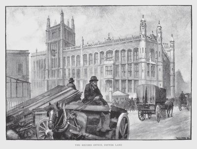 The Record Office, Fetter Lane (litho) af William Luker