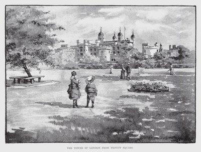 Tower of London fra Trinity Square (litho) af William Luker