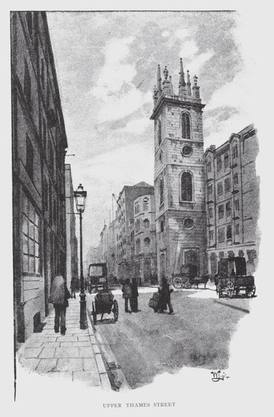Upper Thames Street (litho) af William Luker