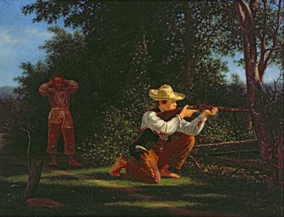 Drawing a Bead on a Woodchuck (olie på lærred) af William M Davis
