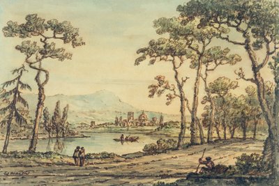 En udsigt over Firenze (pen & blæk og akvarel) af William Marlow