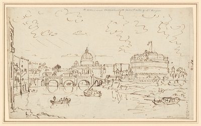 Tiberen med Peterskirken og Castel S. Angelo (recto) af William Marlow