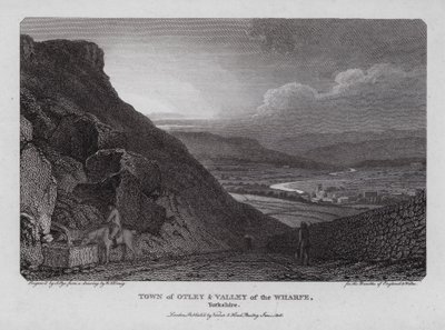 Byen Otley og Valley of the Wharfe, Yorkshire (gravering) af William Marshall (after) Craig