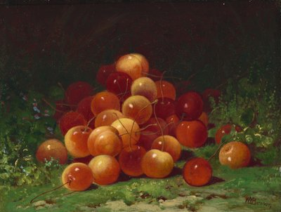 Mound of Cherries, n.d. (olie på træ) af William Mason Brown