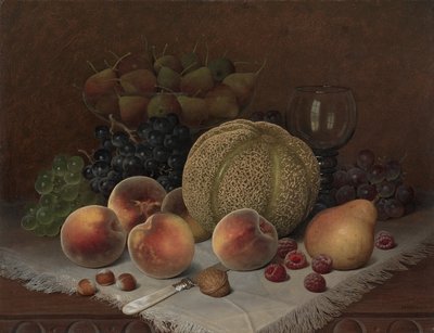 Stilleben med cantaloupe, ca. 1880 (olie på lærred) af William Mason Brown