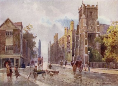 St Botolphs Church og Corpus College fra Steps of the Pitt Press, Trumpington Street af William Matthison
