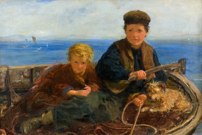To drenge og en hund i en båd, ca. 1871 (olie på lærred) af William McTaggart