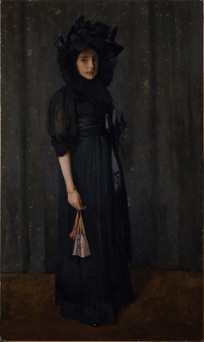 Kunstnerens datter i moderens kjole (Ung pige i sort) af William Merritt Chase