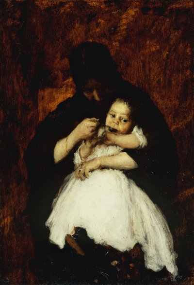 Fødende baby, 1886 af William Merritt Chase
