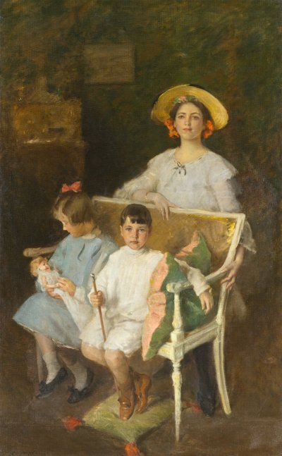 Portrætgruppe (Dorothy, Helen og Bob), ca. 1904 (olie på lærred) af William Merritt Chase