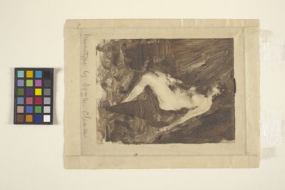 Siddende nøgen (monotype) af William Merritt Chase