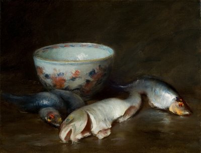 Stilleben med fisk 1910 (Olie på lærred) af William Merritt Chase