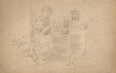 Venetiansk knipling, 1877-8 (grafit på bindet papir) af William Merritt Chase