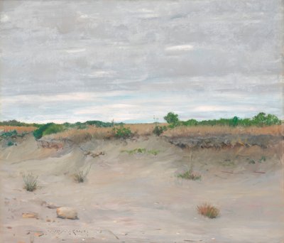 Vindafvisende sandstrand af William Merritt Chase