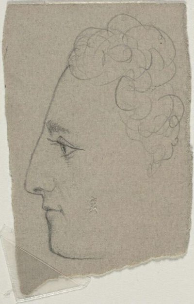 Skitse af profil af William Michael Harnett