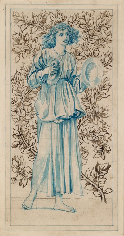 En kvinde, der spiller bækkener, slutningen af det 19. århundrede af William Morris