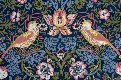 Jordbærtyven. Dekorationsstof (detalje). 1883 af William Morris
