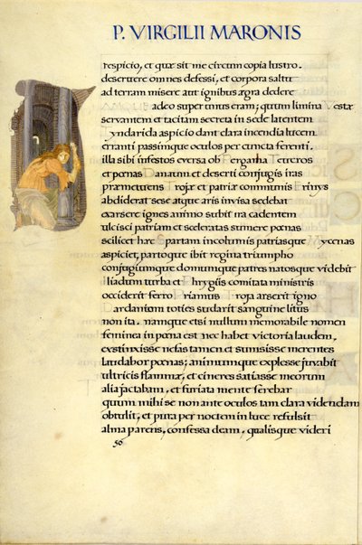 Helen hiding in the Temple of Vesta, page 50 from Virgil "s" Aeneid "dani af William Morris