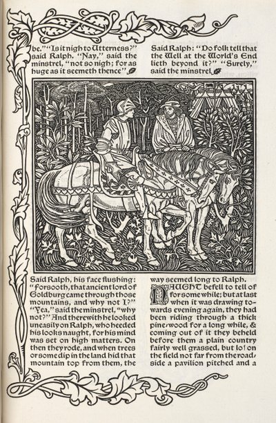 Illustration til historien "Brønden ved verdens ende". Illustration og design af William Morris. af William Morris