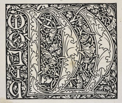 Initial, sort og hvid. af William Morris