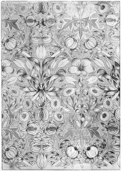 Lilje og granatæble mønster tapet, 1887 1934. af William Morris