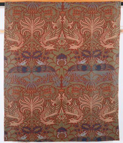 Påfugl en drage, håndvævet twillgardin, Morris & Co., 1878 af William Morris