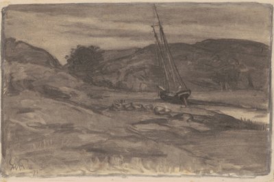 Strandet, 1875 (kul på vævet papir) af William Morris