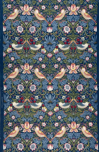 Jordbærtyv. Dekorativt stof, 1883. af William Morris