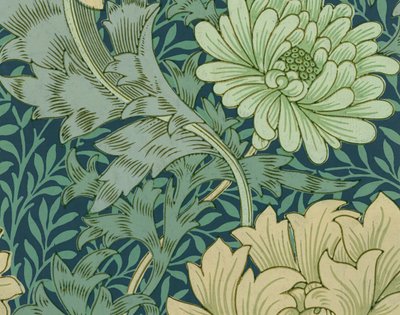 William Morris tapetprøve med krysantemum af William Morris
