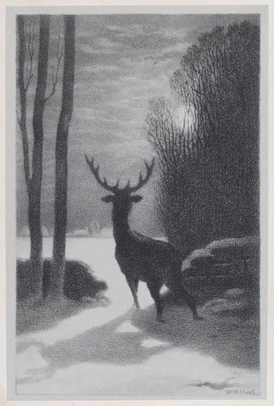 Hjort i måneskin af William Morris Hunt