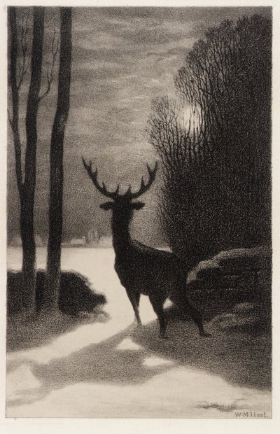 Hjort i måneskin af William Morris Hunt