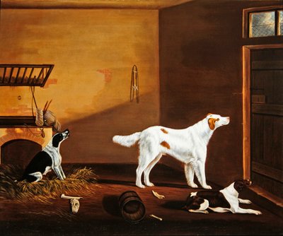 Tre hunde i en stald af William Nedham