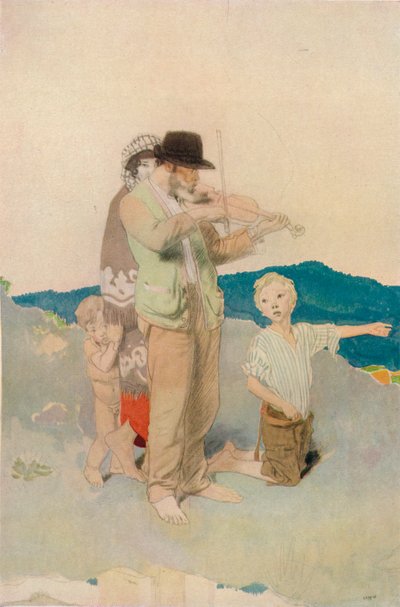 Spillemanden, Study for Central Group in the Wayside Wedding, c1923 af William Newenham Montague Orpen