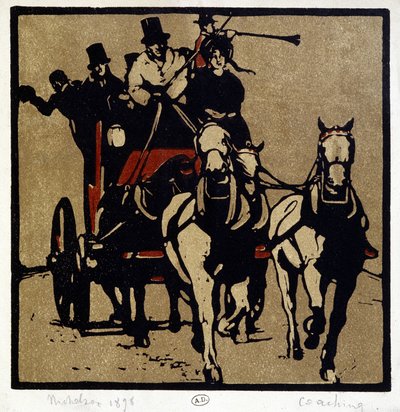 En vogn eller en flid: "" Coaching"" - af William Nicholson (1872-1949) af William Nicholson