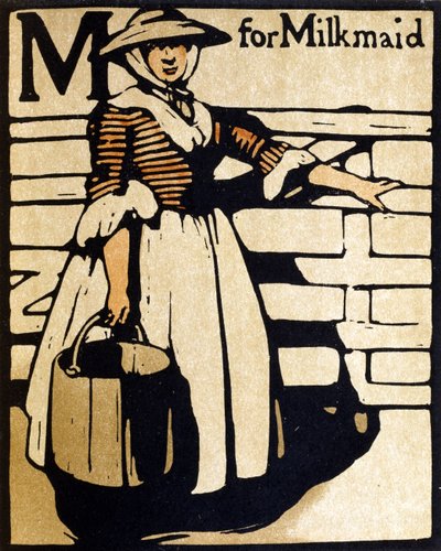 M for Milkmaid, illustration fra 