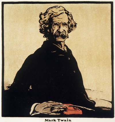 Portræt af Mark Twain (1835-1910) amerikansk forfatter - tegning af William Nicholson (1872-1949) af William Nicholson
