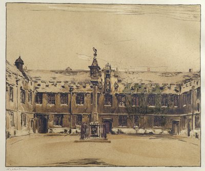 Front Quad fra Corpus Christi College, Oxford (pen og blæk med vask på papir) af William Nicholson
