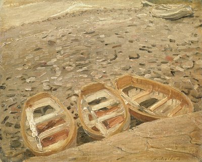 Three Boats, ca. 1928 (olie på lærred) af William Nicholson