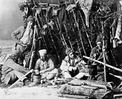 Life of the Trapper i Canada, foto af Nottman, omkring 1890. af William Notman