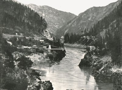 Rockies: Fraser Canyon og Cariboo Road Bridge, nær Spuzzum, Canada, 1895. af William Notman and Son