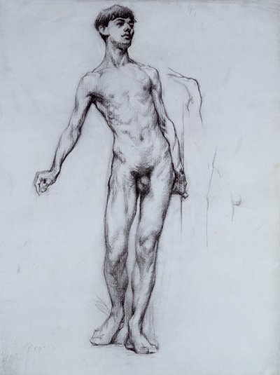 Nøgen ung mand (blyant på papir) af William Orpen