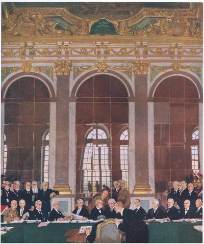 Underskriver fred i Spejlsalen, Versailles-paladset, 28. juni 1919, fra Cassell